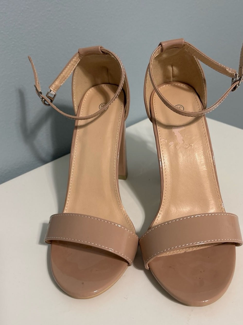 Nude Ankle-Strap Block Heel Sandals - Women